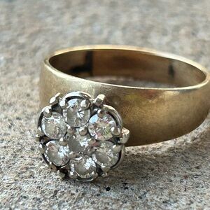 Vintage NATURAL Diamond 1ct Cluster 14k Gold Ring Size: 8